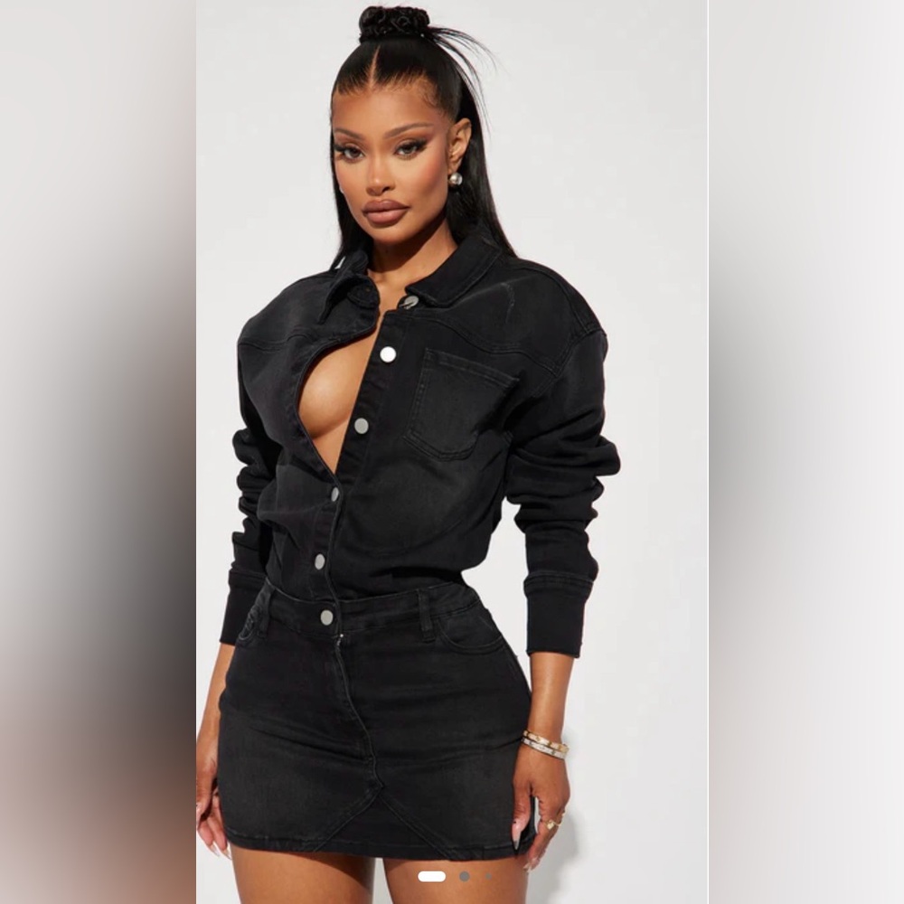 Fashion nova Belleville Denim Mini Dress - Black XL